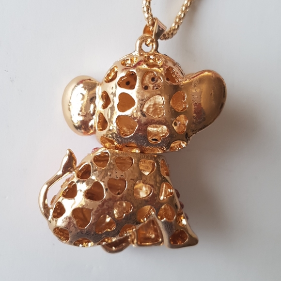 Betsey Johnson Style Necklace Elephant Crystal Pendant - Picture 3 of 8